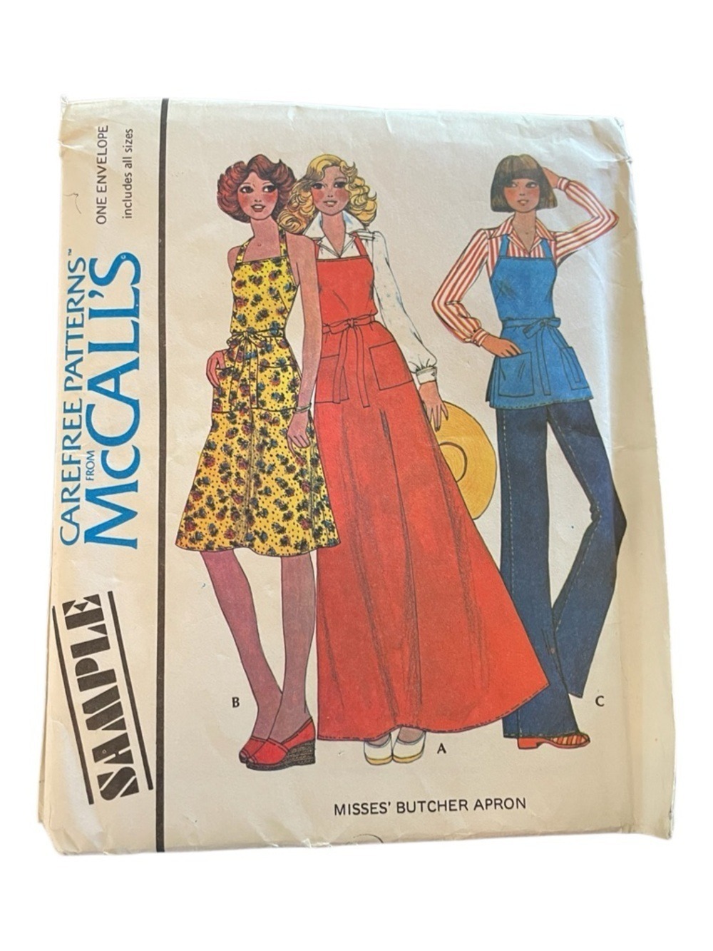 McCall's Vintage Sample Uncut Sewing Pattern “Misses’ Butcher Apron 1975